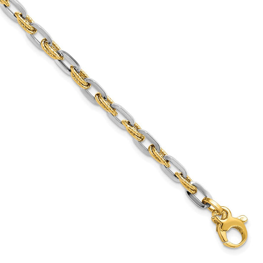 14K Two-tone Polished D/C Bracelet 7.5  inches