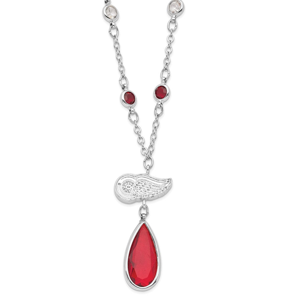 NHL Detroit Redwings Crystal Drop w/ 3 in ext Necklace