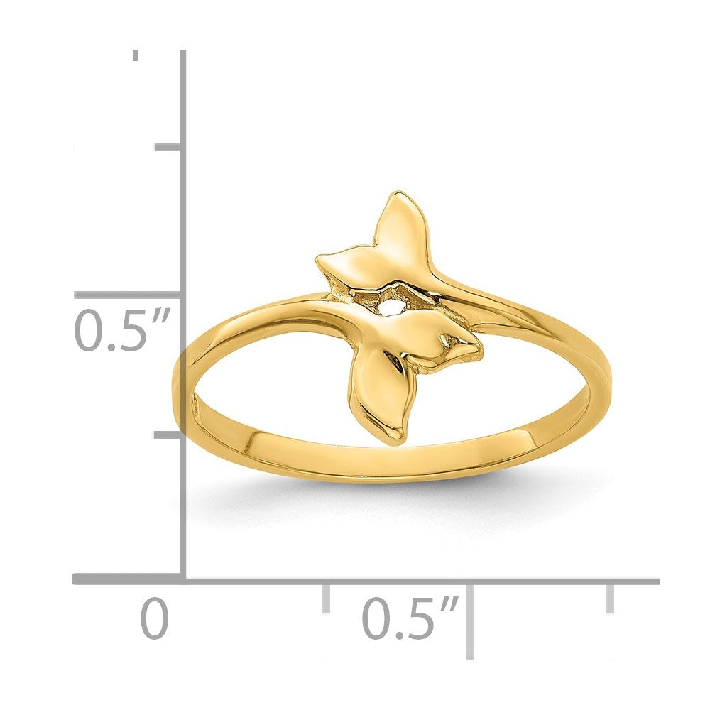 14K Gold Polished Double Whale Tail Ring Size 7