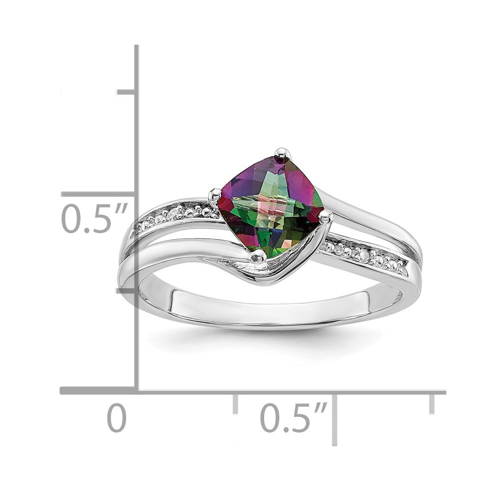 Sterling Silver Polished Mystic Fire Topaz and Diamond Ring