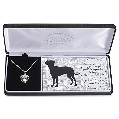 Silver-plated Heart Locket Dog Pet Loss 18 inch Necklace