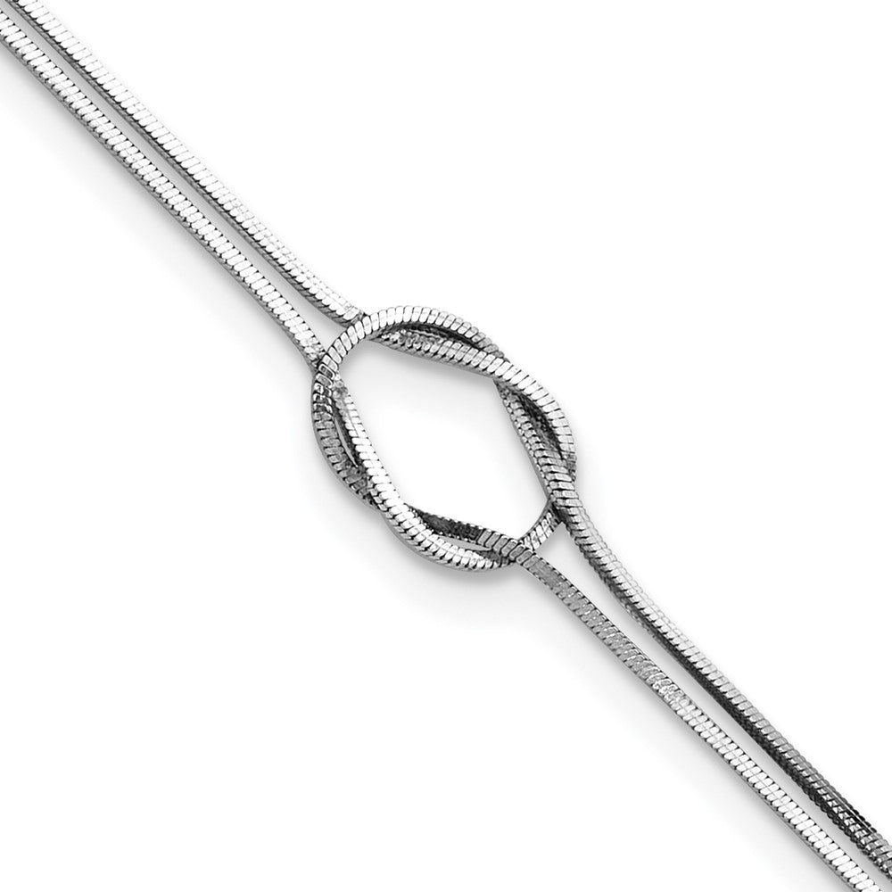 Sterling Silver RH-plated Fancy Loop 9in Plus 1in ext Anklet 9 inches