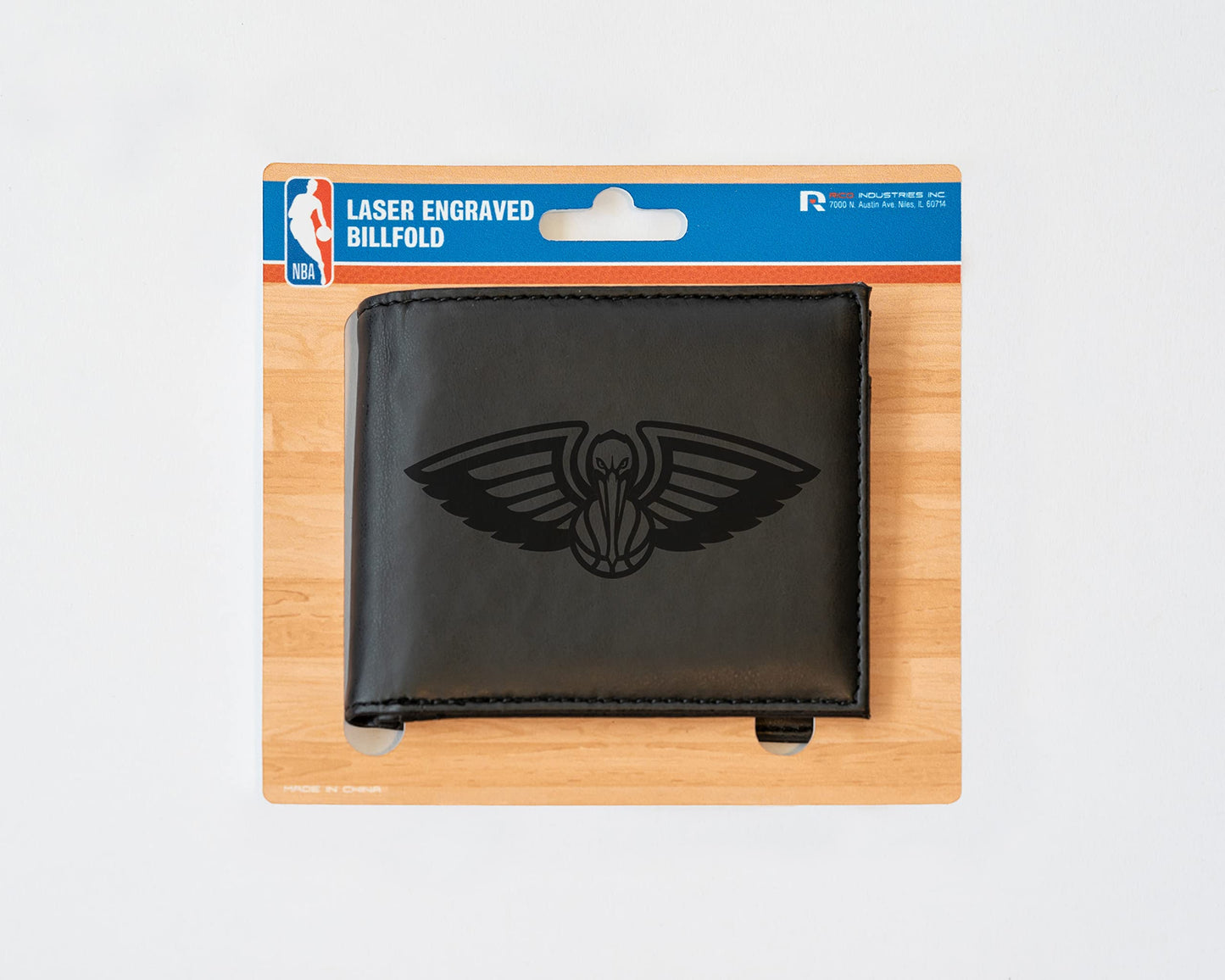 New Orleans Pelicans Laser Engraved Black Billfold Wallet