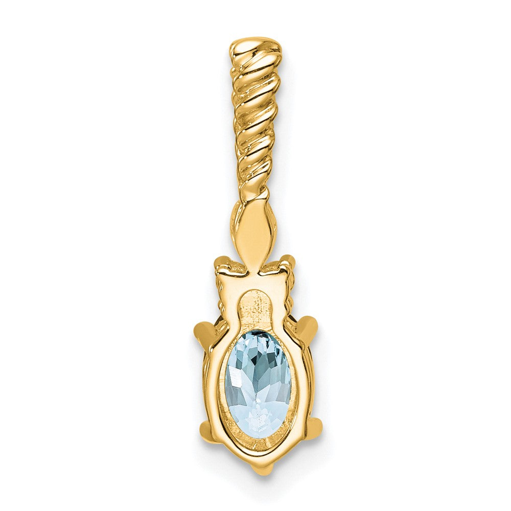 14K Polished Diamond and Aquamarine Twisted Chain Slide