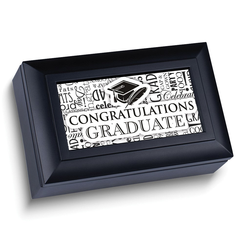 CONGRATULATIONS GRADUATE Black Resin Music Box