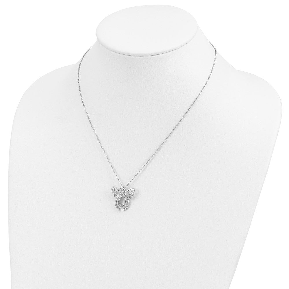 Sentimental Expressions Sterling Silver Rhodium-plated CZ Angel Of Comfort 18in. Necklace 18 Inches