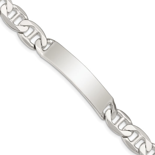 Sterling Silver 8.5inch Polished Engraveable Anchor Link ID Bracelet 8.5 inches