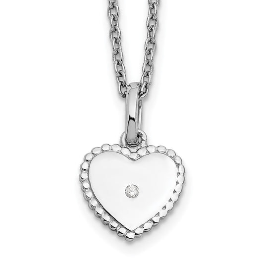 White Ice Sterling Silver Rhodium-plated 18 Inch Diamond Heart Necklace with 2 Inch Extender 18 Inches