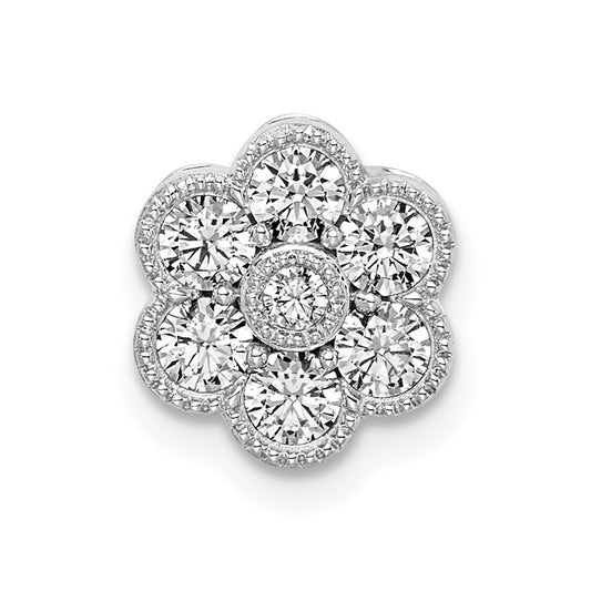 14k White Gold 1/2 carat Lab Grown Diamond VS/SI+ G+ Complete Floral Chain Slide Pendant