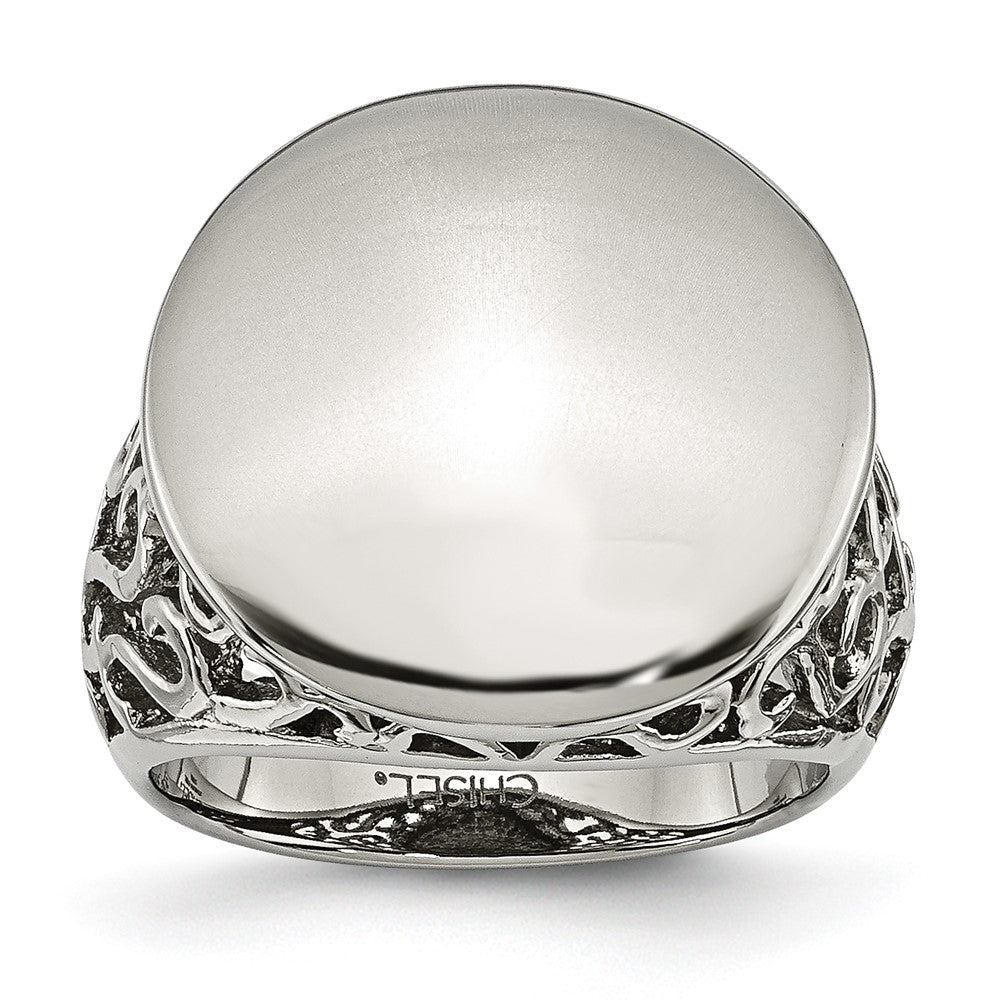 Stainless Steel Polished Circle Size 9 Ring
