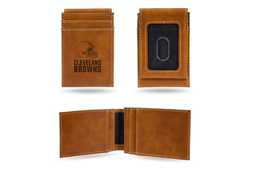 Rico Industries Football Cleveland Browns Brown Laser Engraved Front Pocket Wallet - Compact/Comfortable/Slim