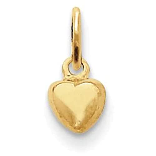 14K Polished 3-D Puffed Heart Charm