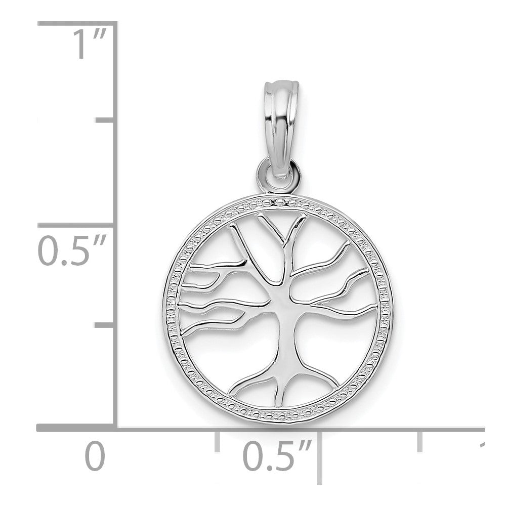De-Ani Sterling Silver Rhodium-Plated Cut-Out Tree of Life Pendant