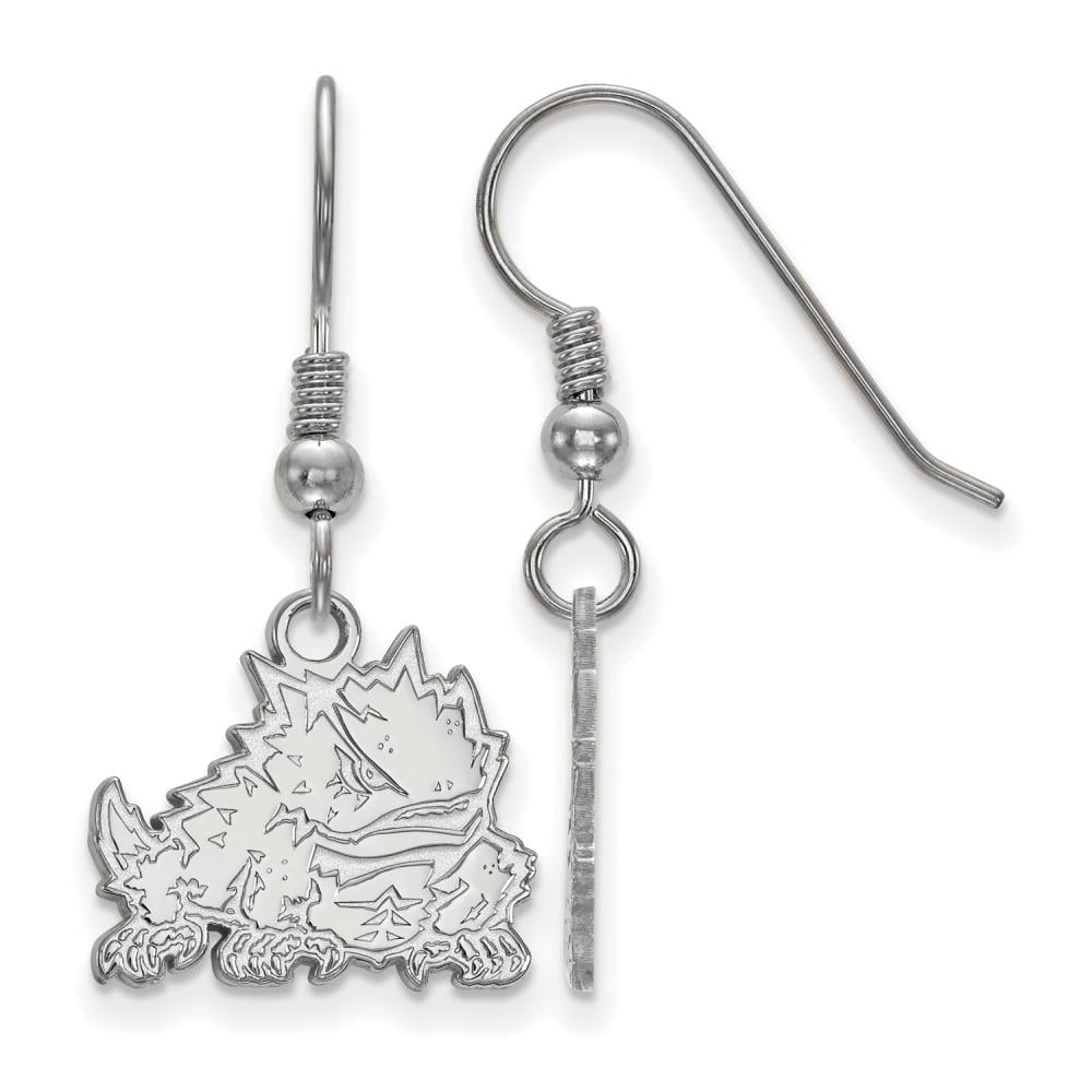 LogoArt Sterling Silver Texas Christian University Small Dangle Earrings Wire