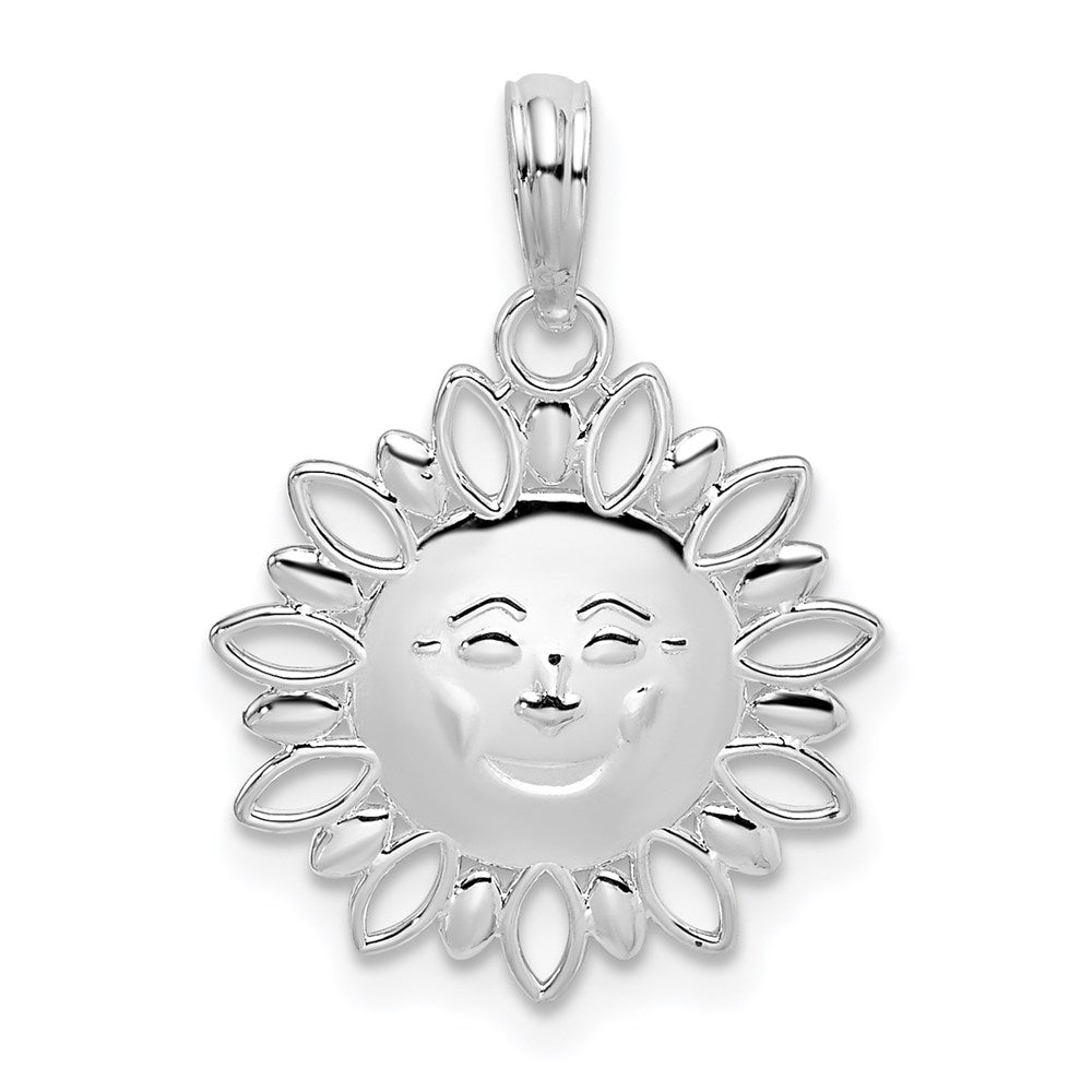 De-Ani Sterling Silver Rhodium-Plated Polished Smiling Sun Pendant