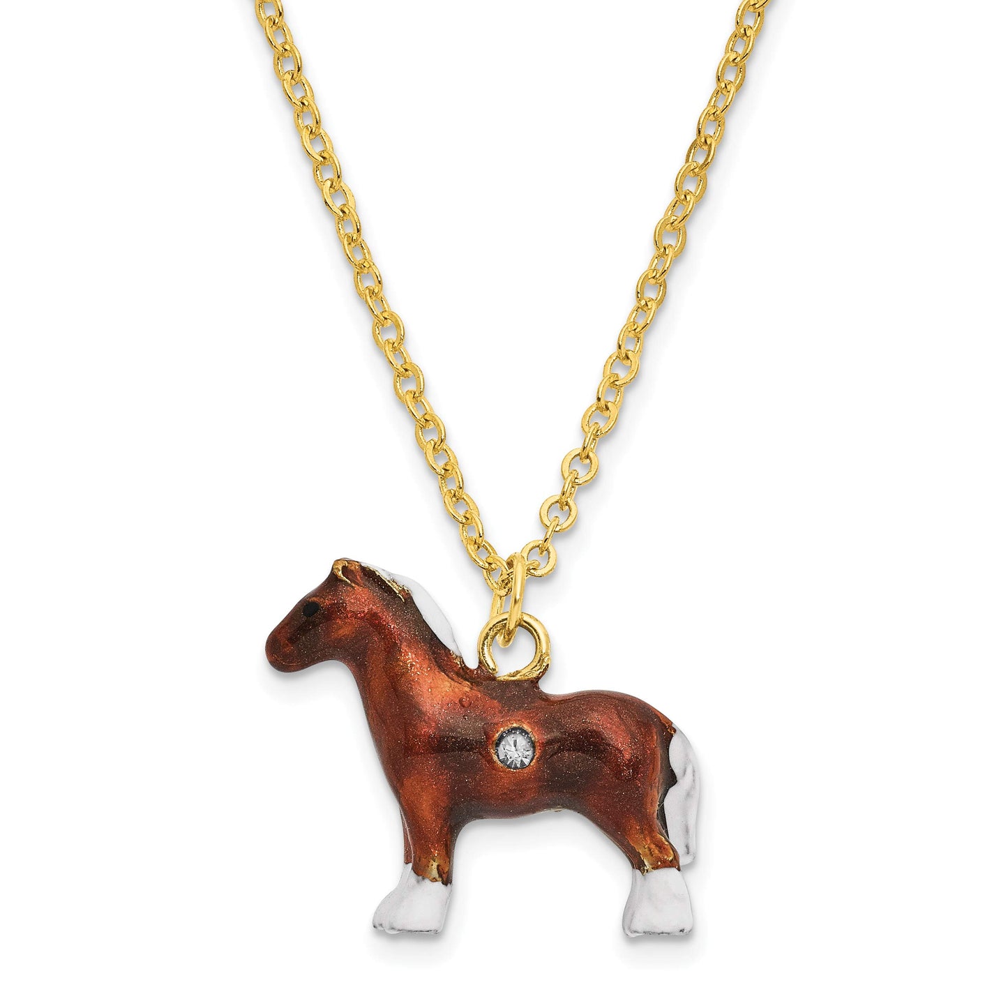 Bejeweled Clydesdale Horse Trinket Box with Charm Pendant
