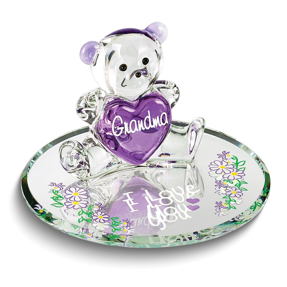 Glass Baron Bear GRANDMA I LOVE YOU Glass Figurine QGM19289