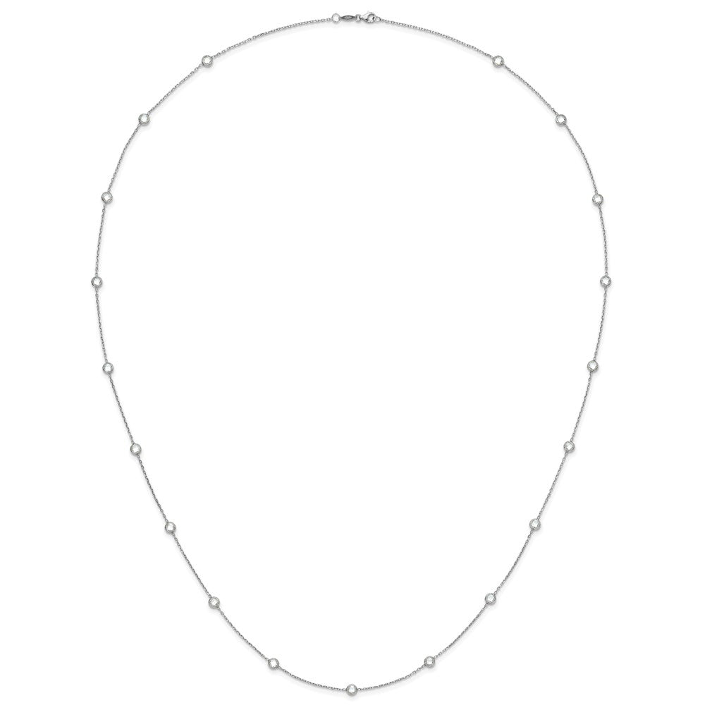 Sterling Silver Rhodium-plated 16-Station CZ Polished Necklace 36 Inches