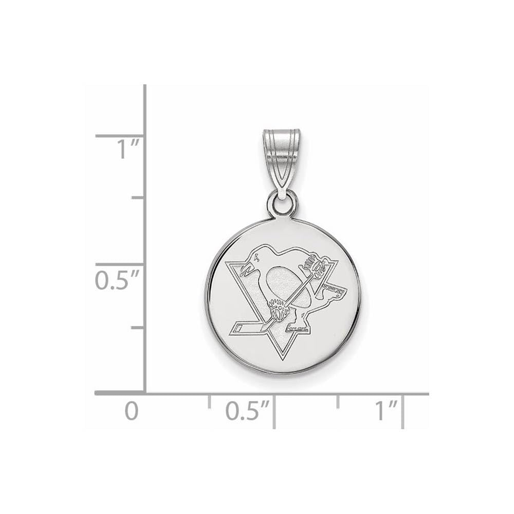 LogoArt Sterling Silver Rhodium-plated NHL Pittsburgh Penguins Medium Disc Pendant