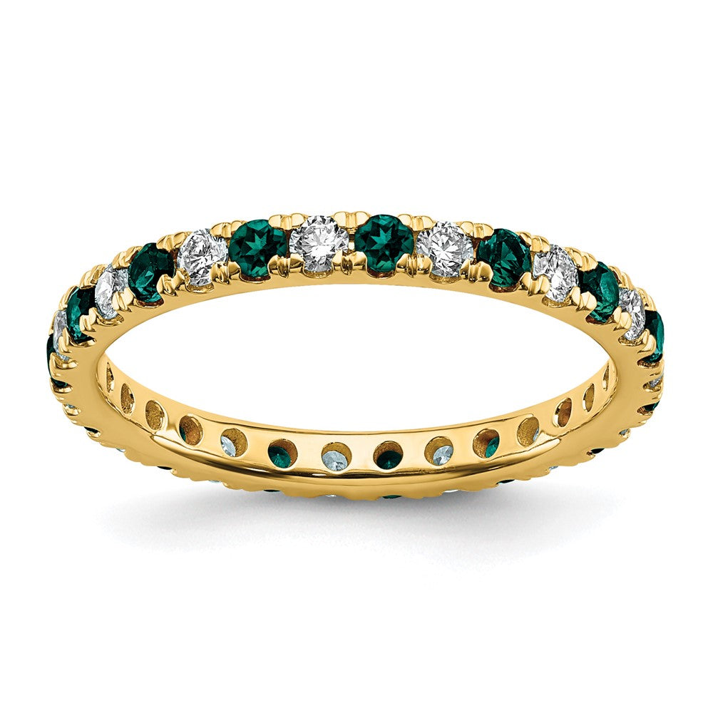 14k 1/2 carat Lab Grown Diamond VS/SI+ G+ and Lab Created Alexandrite Size 6 Eternity Band