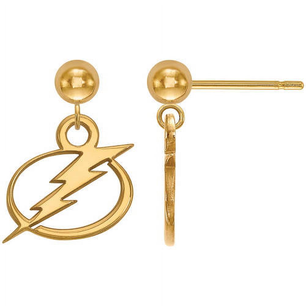 14K Yellow Gold NHL LogoArt Tampa Bay Lightning Dangle Post Earrings