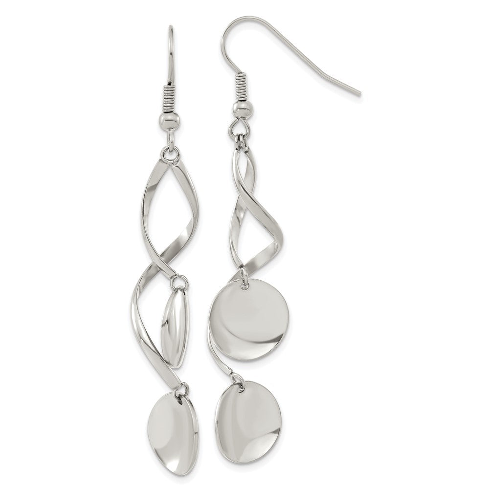 Stainless Steel Polished Twisted Shepherd Hook Earrings