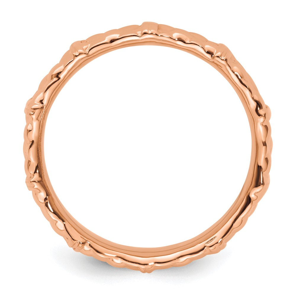 Sterling Silver Stackable Expressions Pink-plated Ring Size -5