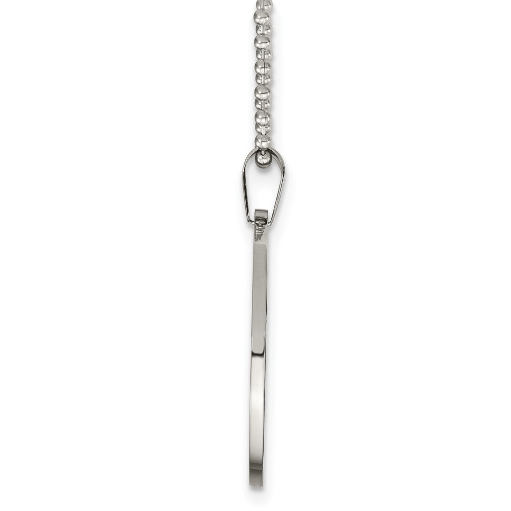 Stainless Steel Brushed & Polished 2mm Thick Circular Disc Necklace