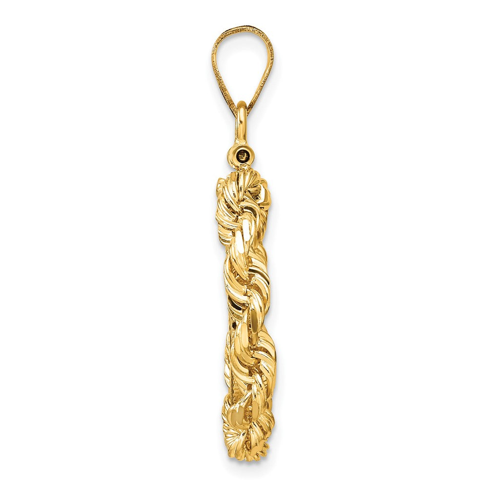 Wideband Distinguished Coin Jewelry 14k Polished Rope and Diamond-cut 16.0mm x 1.35mm Screw Top Coin Bezel Pendant