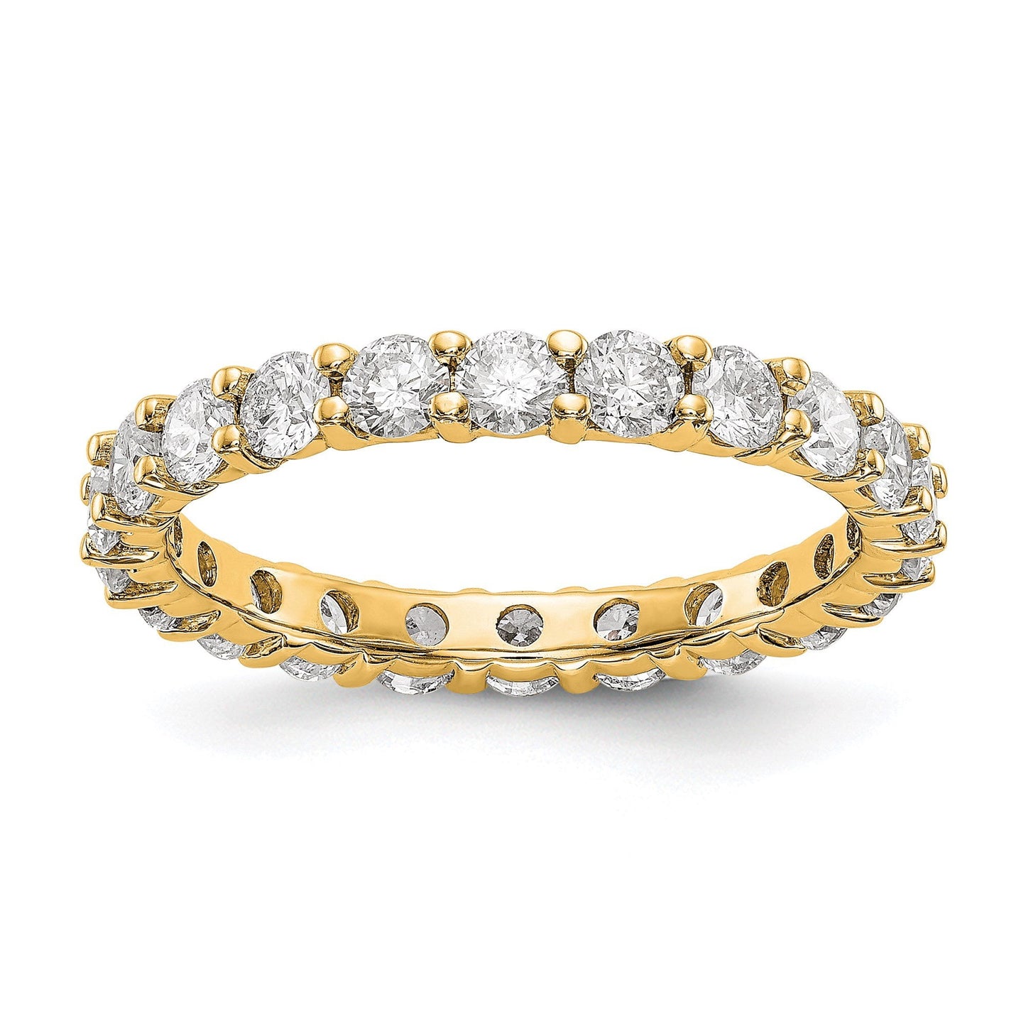 14k Polished Size 5 Shared Prong 2 carat Diamond Complete Eternity Band