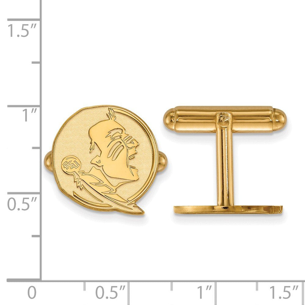 Sterling Silver Gold-plated LogoArt Florida State University Seminole Cuff Links QGP052FSU