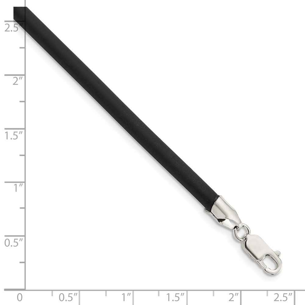 Sterling Silver 16inch 4mm Black Rubber Cord Necklace 16 Inches