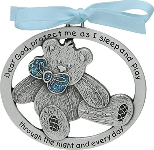 Cathedral Art Blue Teddy Bear Medal â 2.5" x 2" Pewter-Tone Gift