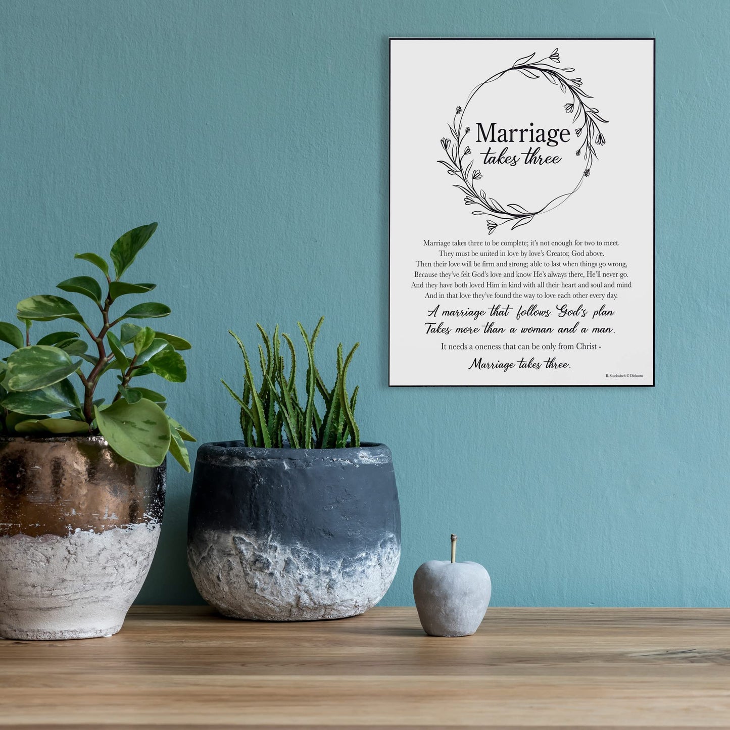 Dicksons Marriage Takes Three Black and White 8 x 10 MDF Decorative Wall Sign Plaque
