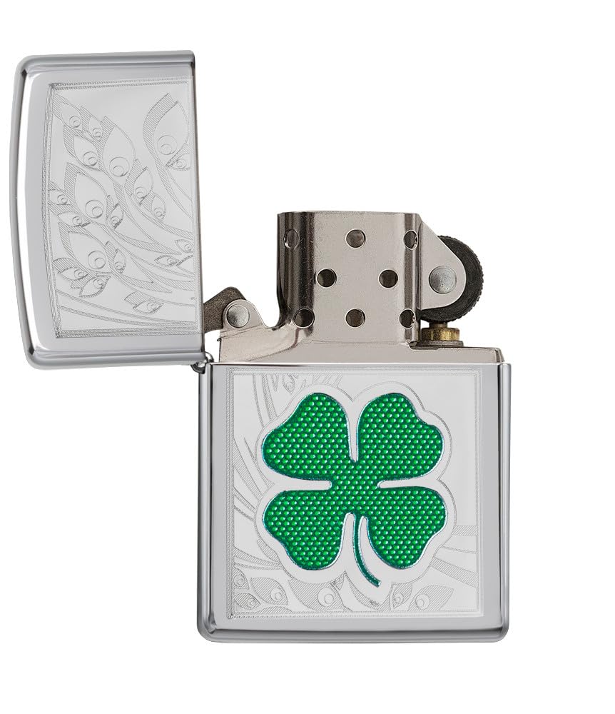 Zippo Clover Design High Polish Chrome Pocket Lighter
