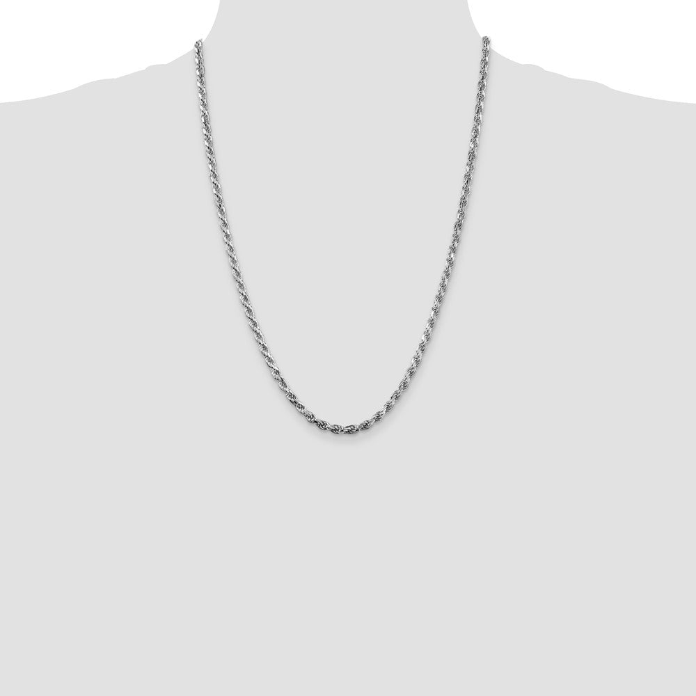 Sterling Silver Rhodium-plated 3.75mm Diamond-cut Rope Chain 24 Inches