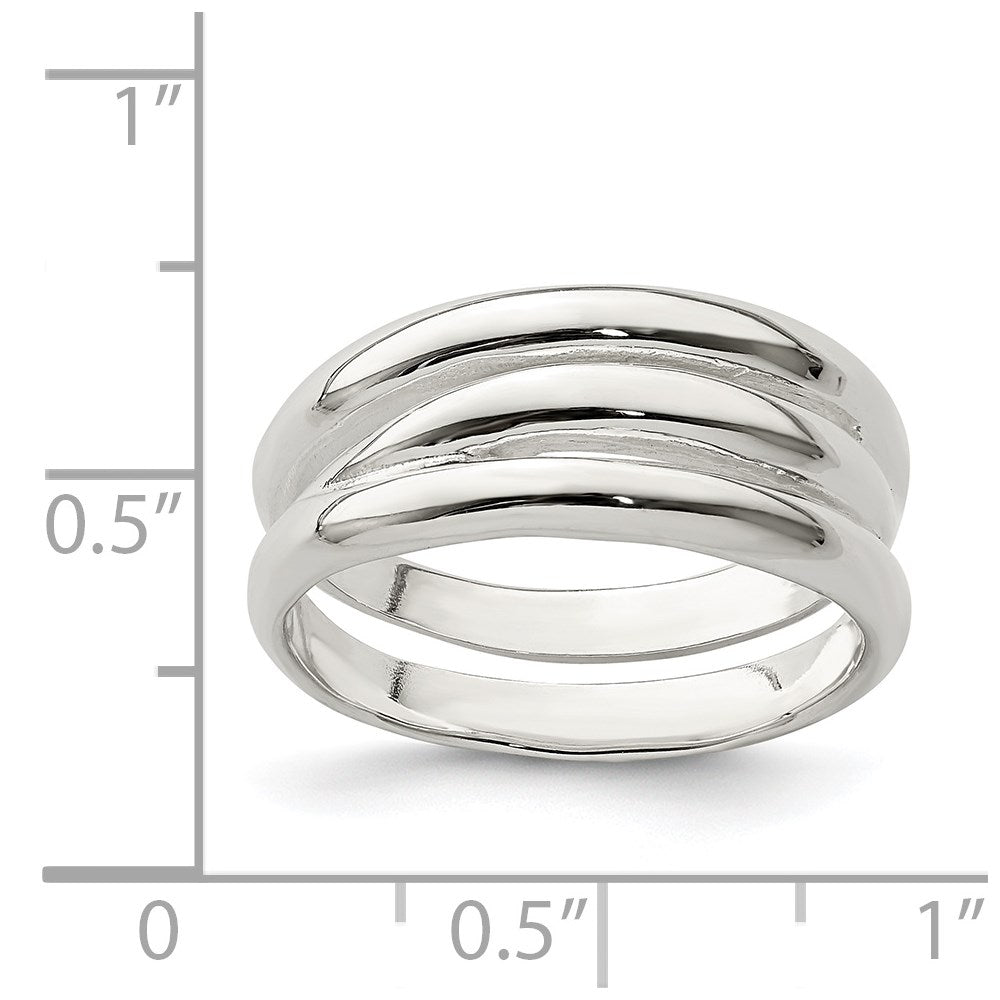 Sterling Silver Solid Fancy Ribbed Ring