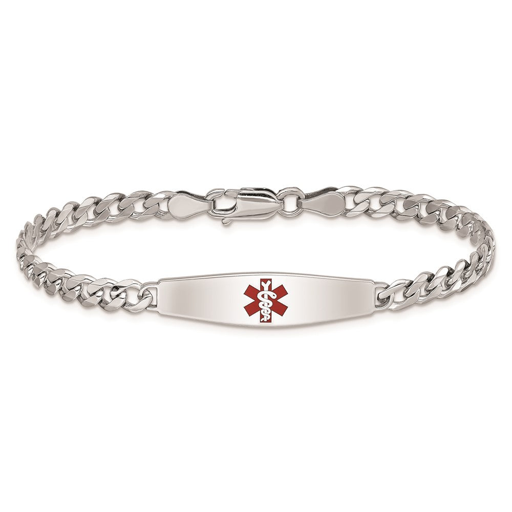 Sterling Silver Rhodium-plated Medical ID Bracelet w/Curb Link 8 inches