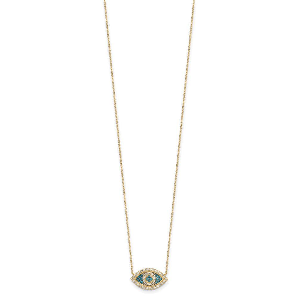 10K Polished CZ Evil Eye w/2 in ext Necklace