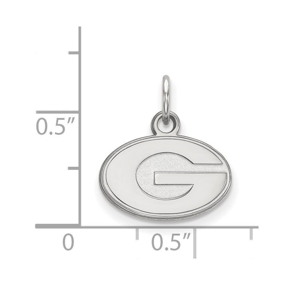 Sterling Silver Rhodium-plated LogoArt University of Notre Dame Crest Small Pendant 18 inch Necklace #Q-SS074UND-18