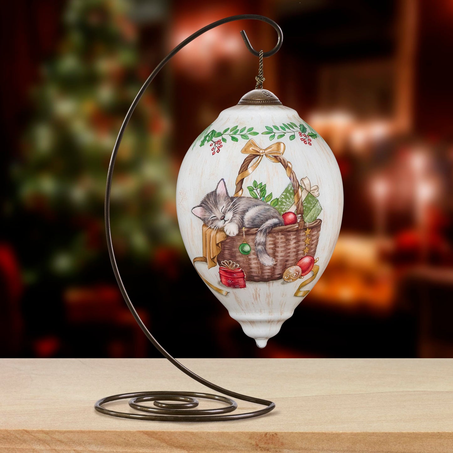 Neqwa Art Stockings Hung by the Branches with Care by Hazel Lincoln Hand-painted Glass Ornament