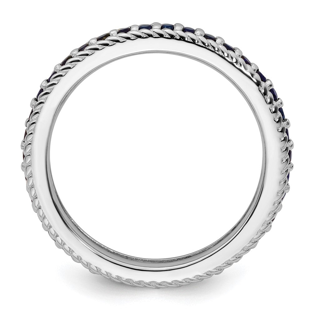 Sterling Silver Stackable Expressions Polished Cr. Sapphire Eternity Ring Size -10