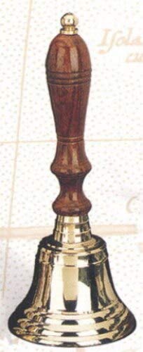 4 Inch Lacquered Brass Wooden Handle Hand Bell Q-GL9239