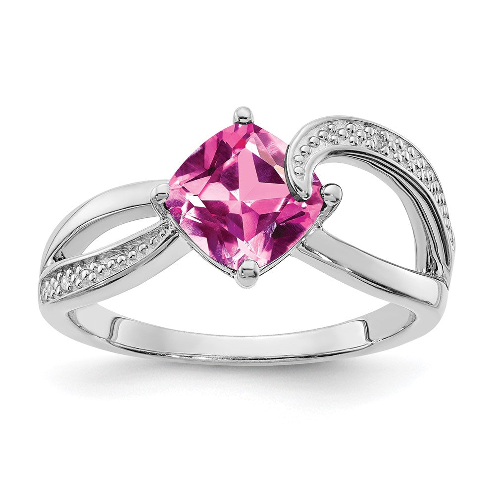Sterling Silver ANC CR Pink Sapphire & Diamond Ring