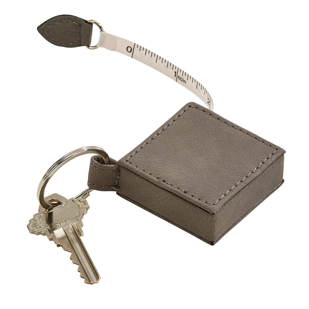Creative Gifts International 002337 Leatherette Tape Measure Key Chain, Grey