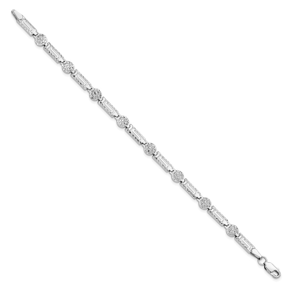14K White Gold D/C Bracelet 7  inches
