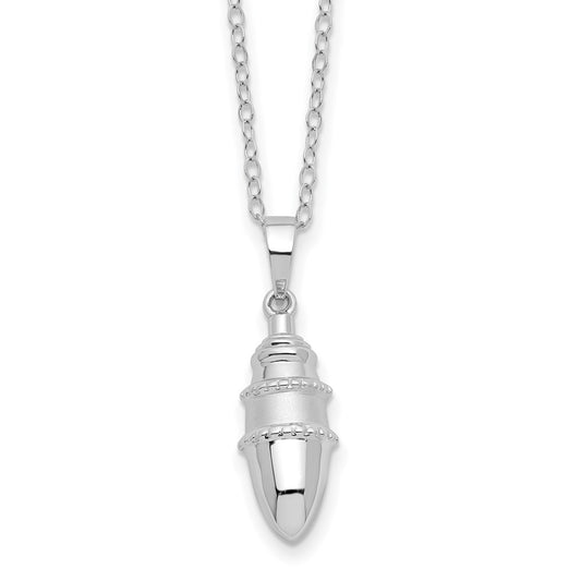 Sentimental Expressions Sterling Silver Rhodium-plated Beaded Bulb Shaped Ash Holder 18 Inch Necklace 18 Inches