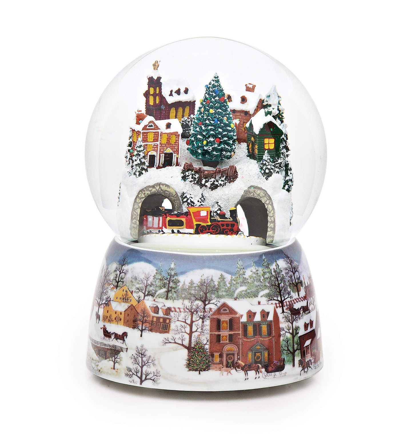 Train Tunnel Revolving Musical Glitterdome Plays Jolly Old Saint Nicholas
