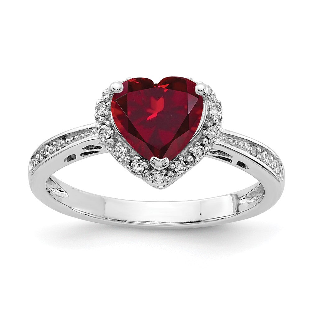 Sterling Silver CR Ruby & Diamond Ring