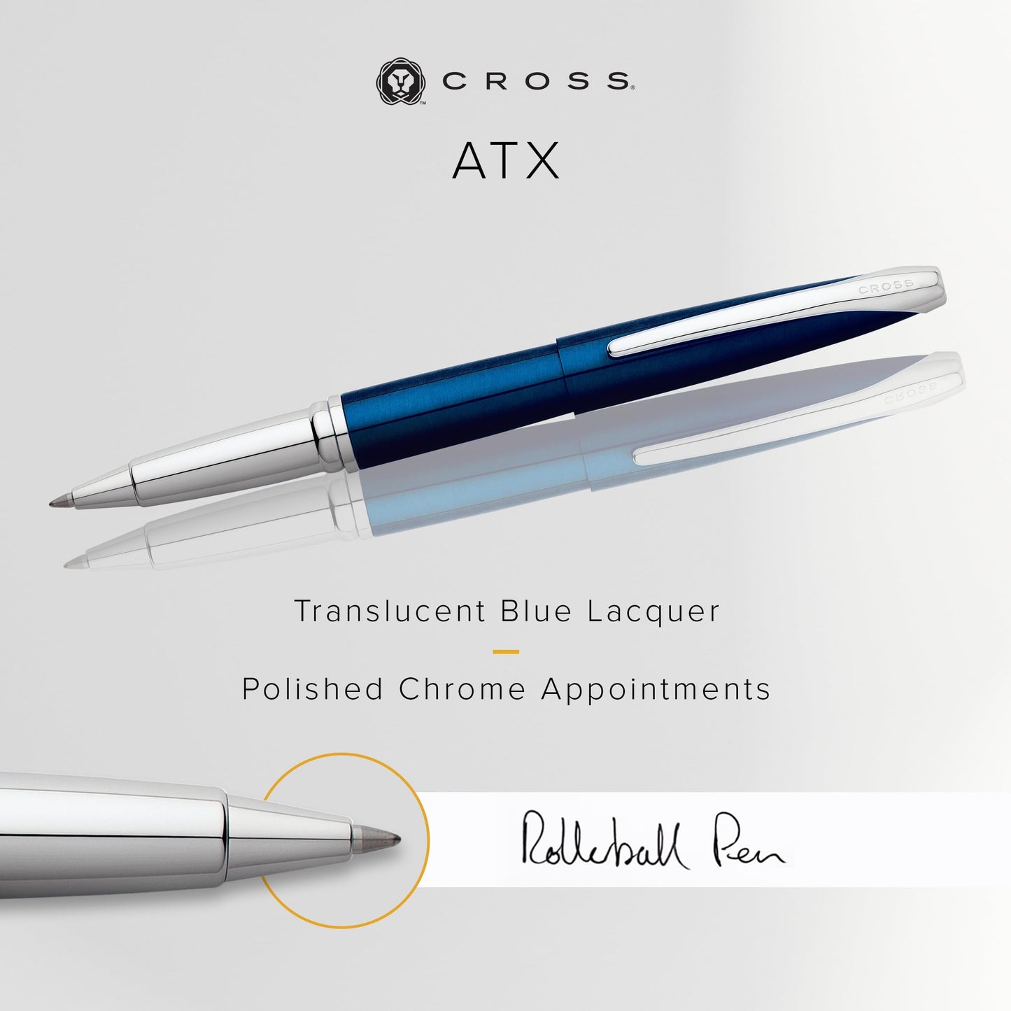 Cross ATX Refillable Gel Ink Rollerball Pen, Medium Rollerball, Includes Premium Gift Box - Translucent Blue